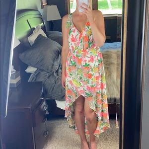 UrbanFitingRoom Neon Asymmetrical Floral Dress, Sm